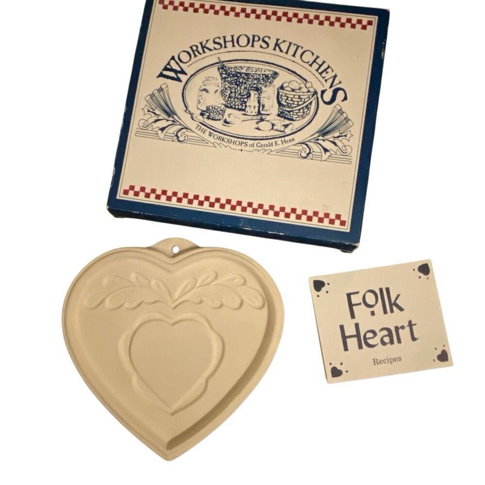 NEW Workshops kitchens Gerald E Henn ceramic folk heart cookie moldcottage core